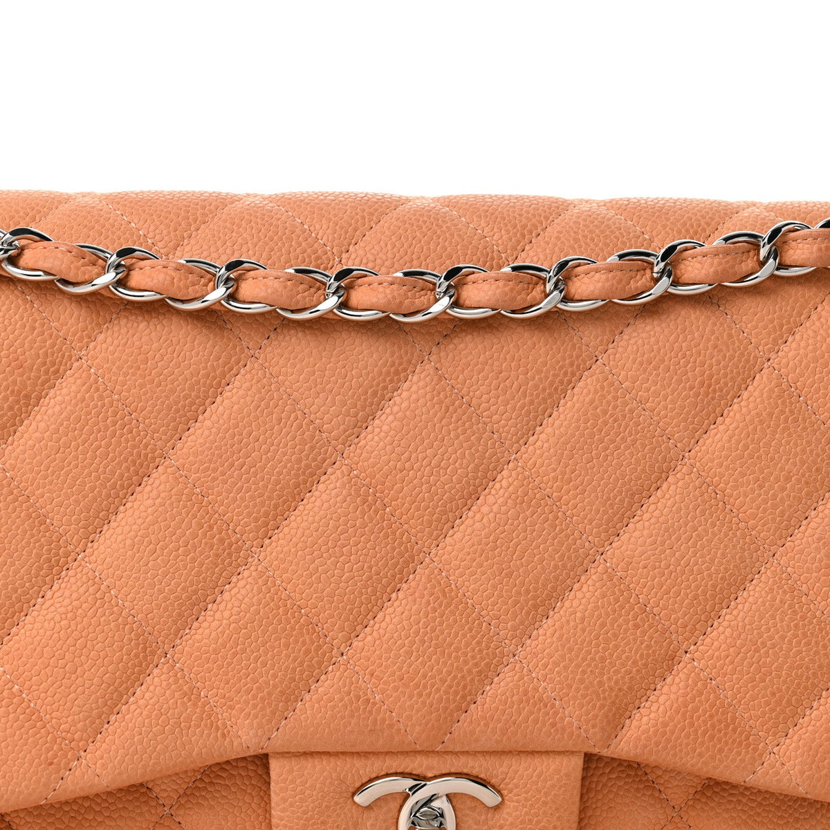 Iridescent Caviar Quilted Jumbo Double Flap Dark Beige wholesalehk.shop
