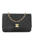 Caviar Quilted Medallion Wallet on Chain WOC Black wholesalehk.shop