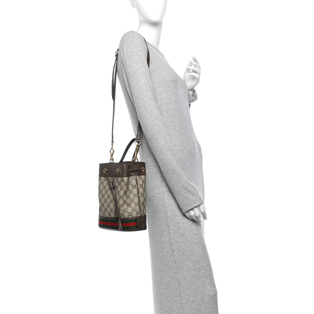 GG Supreme Monogram Web Small Ophidia Bucket Bag Brown wholesalehk.shop