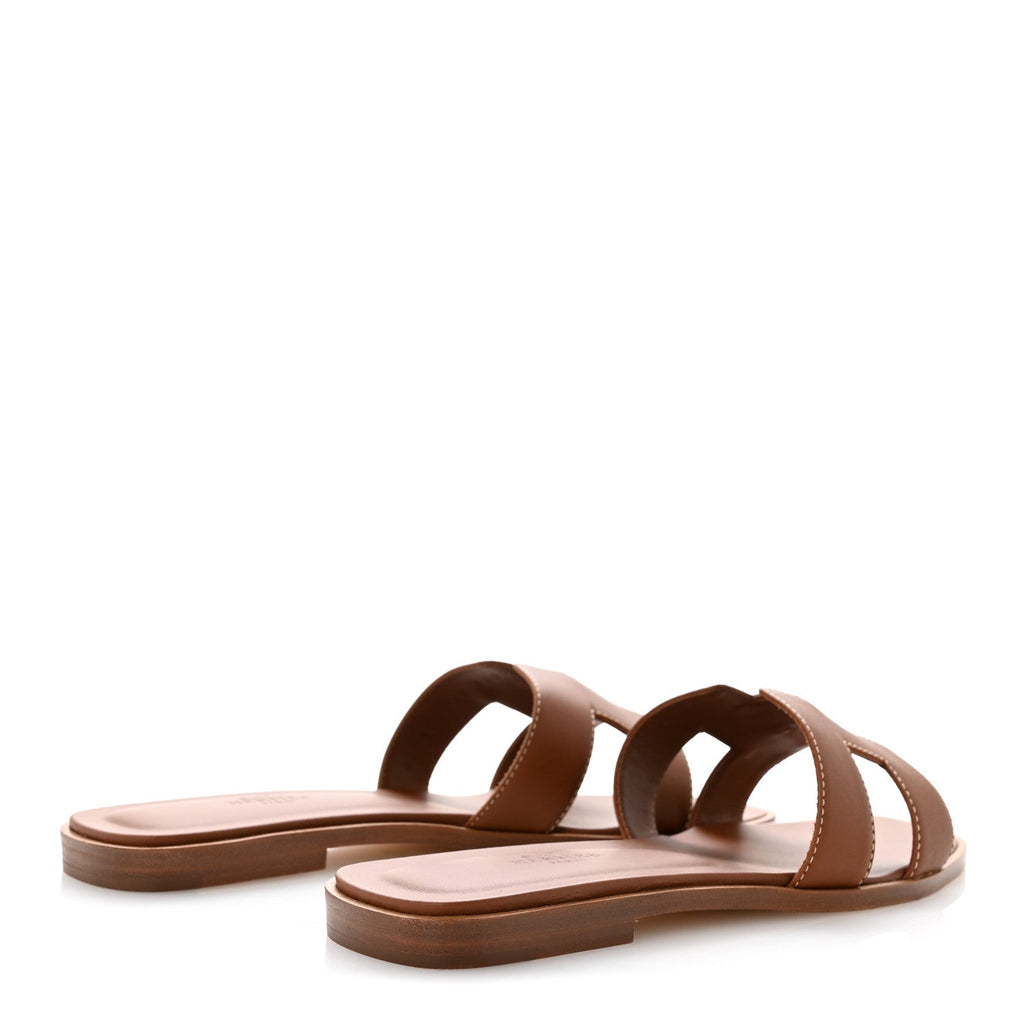 Box Calfskin Oran Sandals 37.5 Gold wholesalehk.shop
