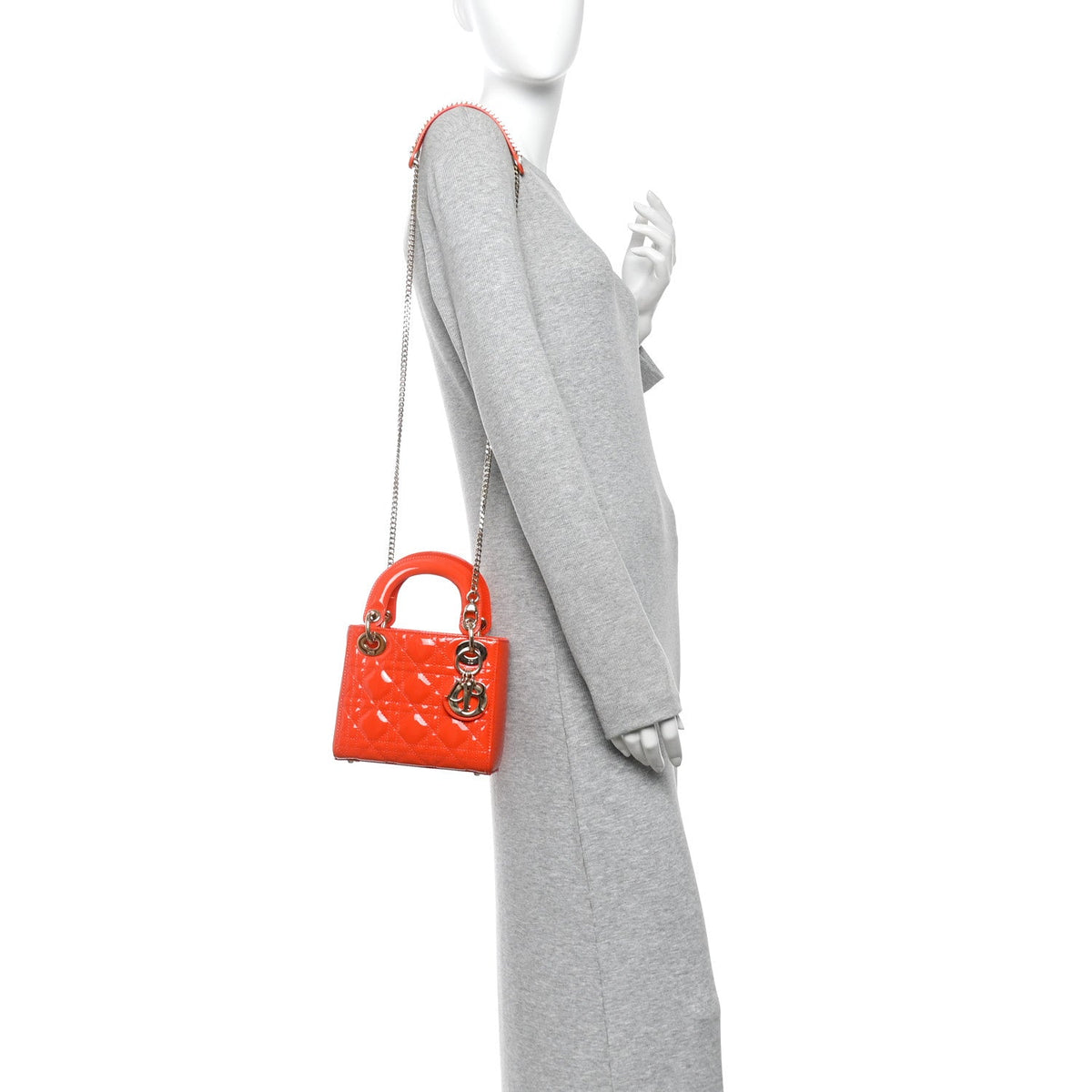 Patent Cannage Mini Lady Dior Orange wholesalehk.shop
