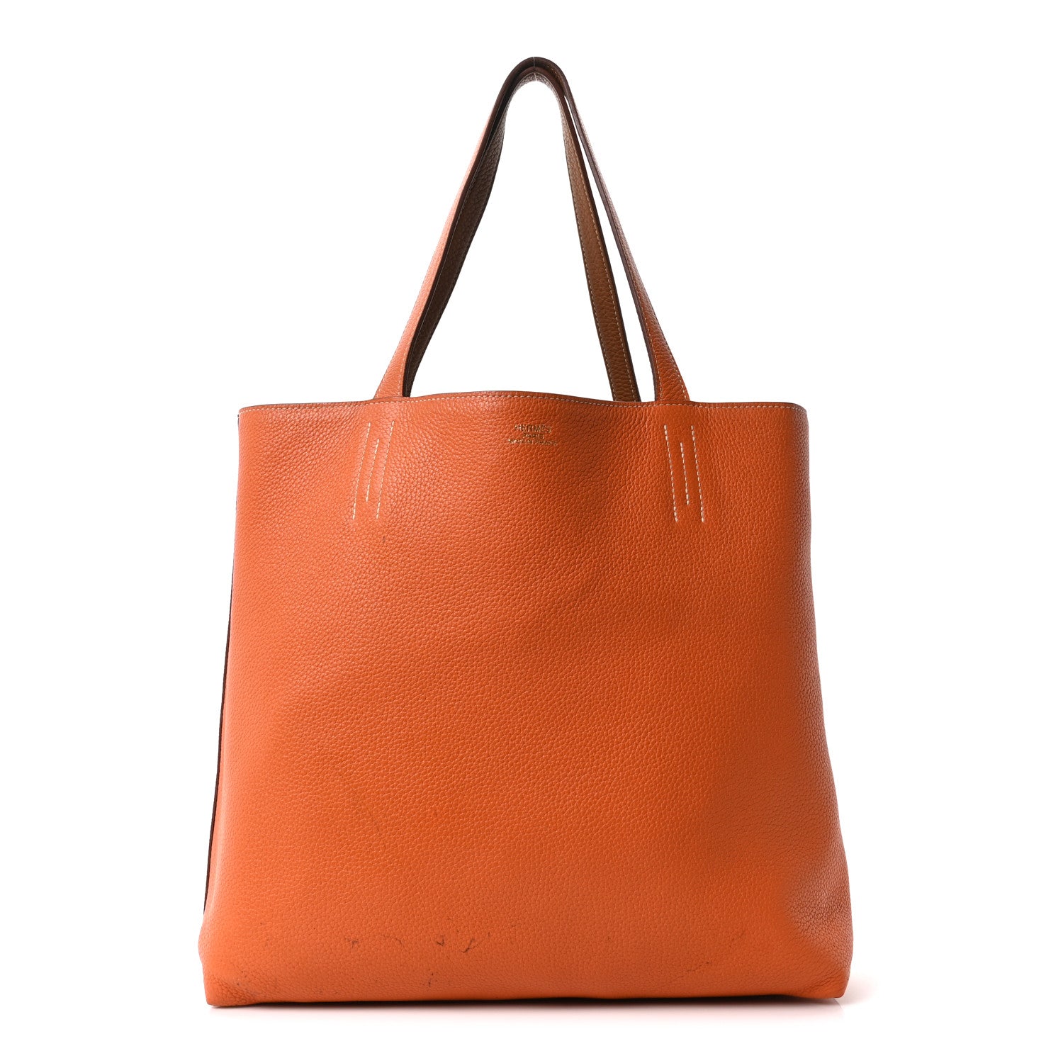 Taurillon Clemence Double Sens Reversible Tote Orange Gold £¨ Direct shipment via from wholesalehk.shop