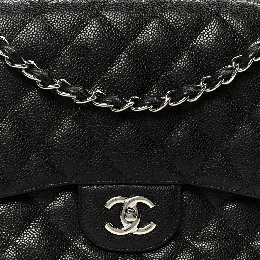 Caviar Quilted Jumbo Double Flap Black wholesalehk.shop