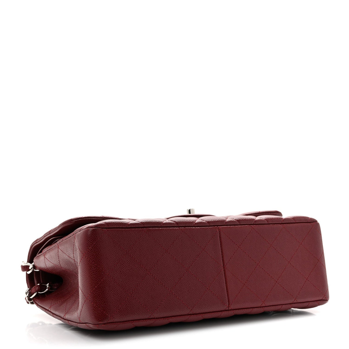 Caviar Quilted Jumbo Double Flap Burgundy wholesalehk.shop