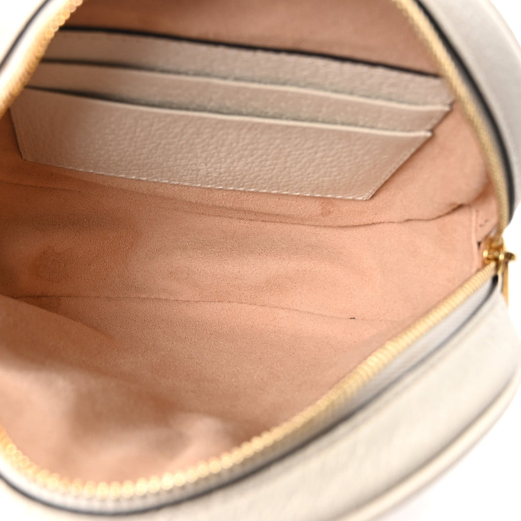 Textured Calfskin Web Mini Ophidia Round Backpack Mystic White wholesalehk.shop