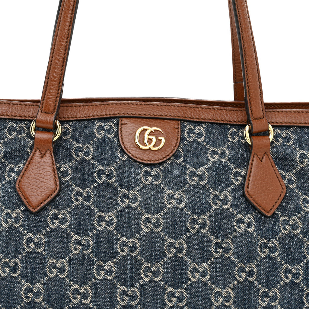 New Denim GG Monogram Medium Ophidia Shopping Tote Blue Tea Cuir wholesalehk.shop