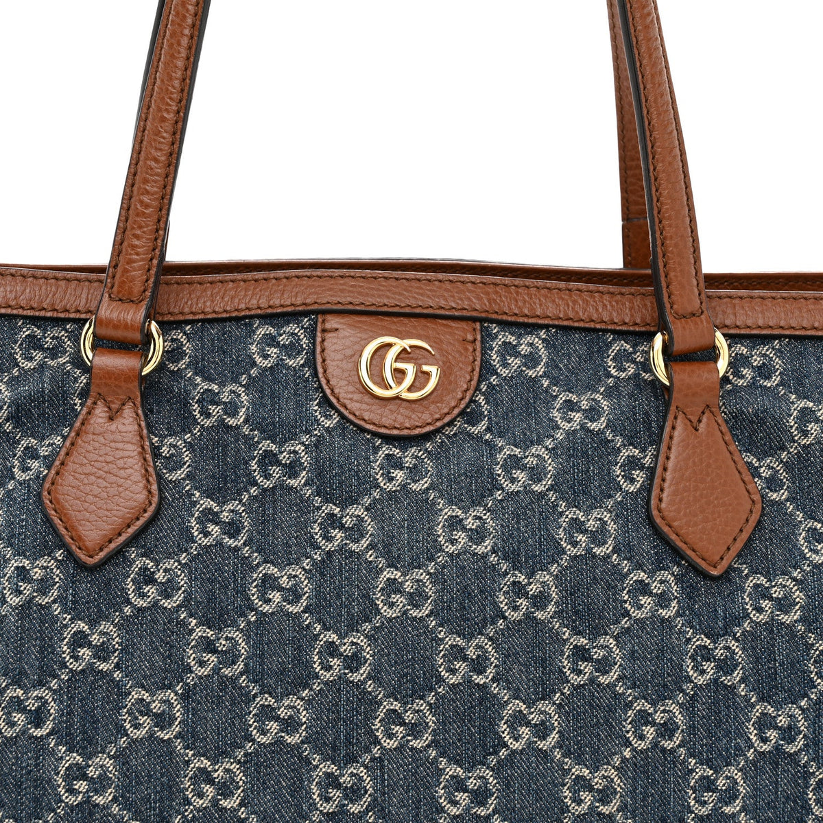 New Denim GG Monogram Medium Ophidia Shopping Tote Blue Tea Cuir wholesalehk.shop