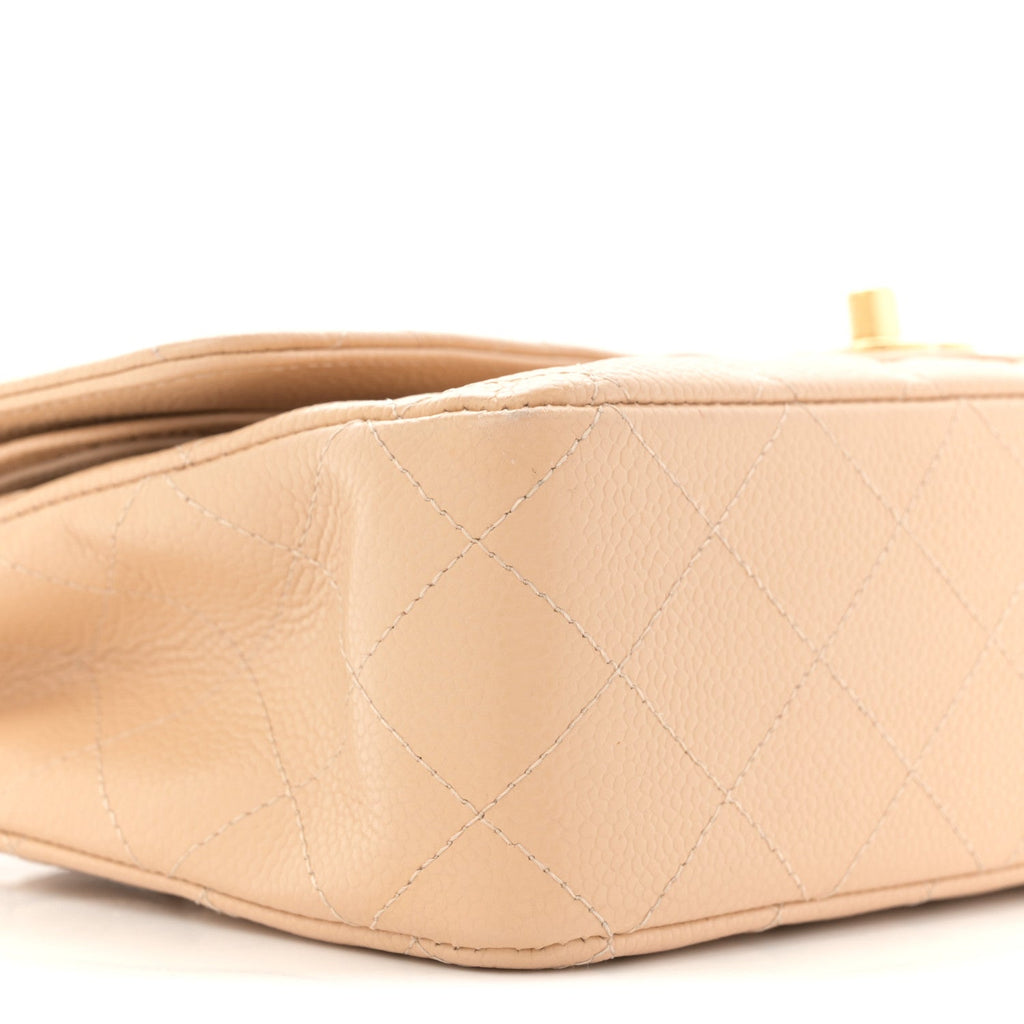 Caviar Quilted Medium Double Flap Beige wholesalehk.shop