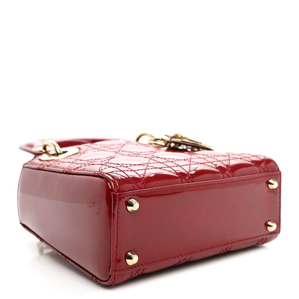 Patent Cannage Mini Lady Dior Red wholesalehk.shop