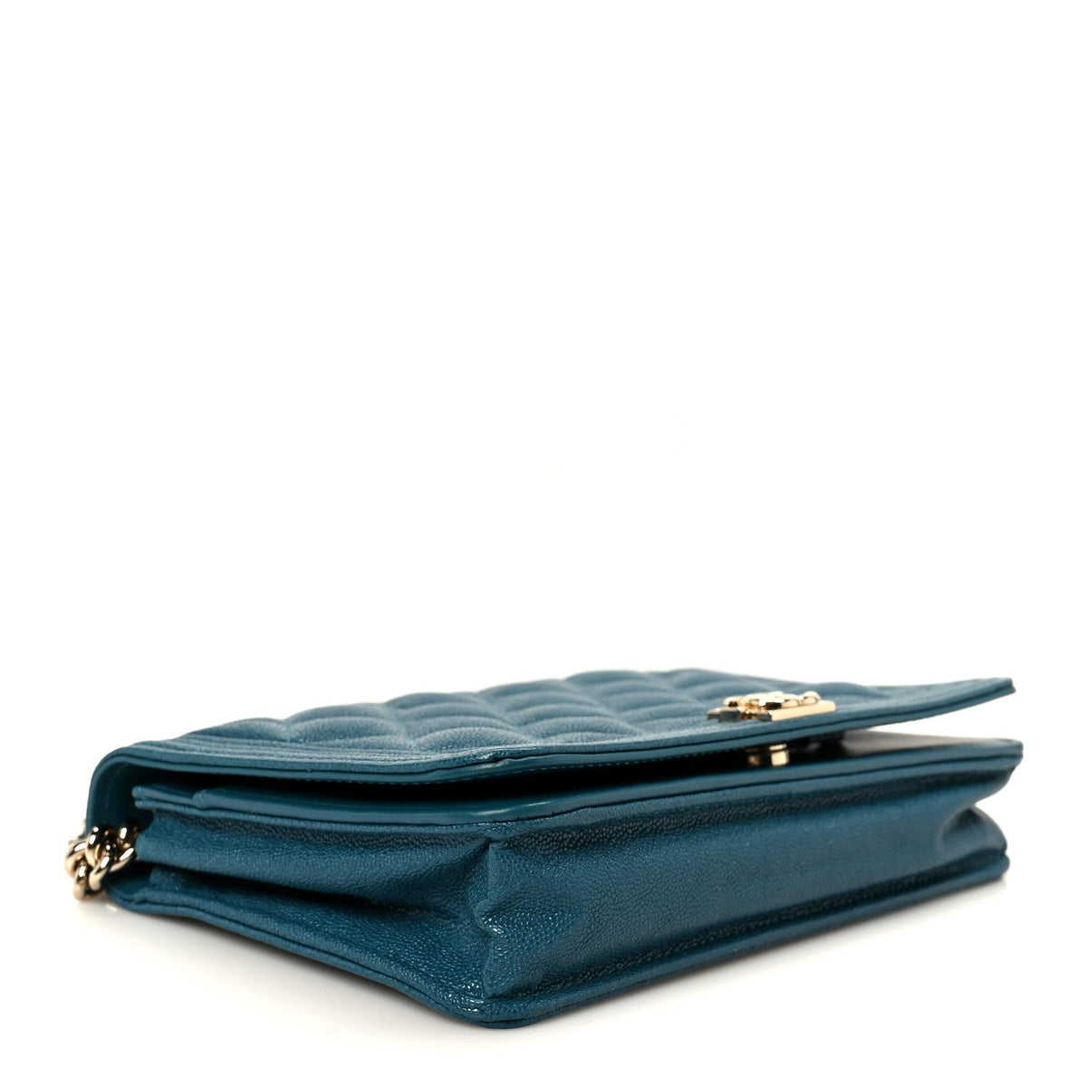 Caviar Quilted Boy Wallet On Chain WOC Blue wholesalehk.shop