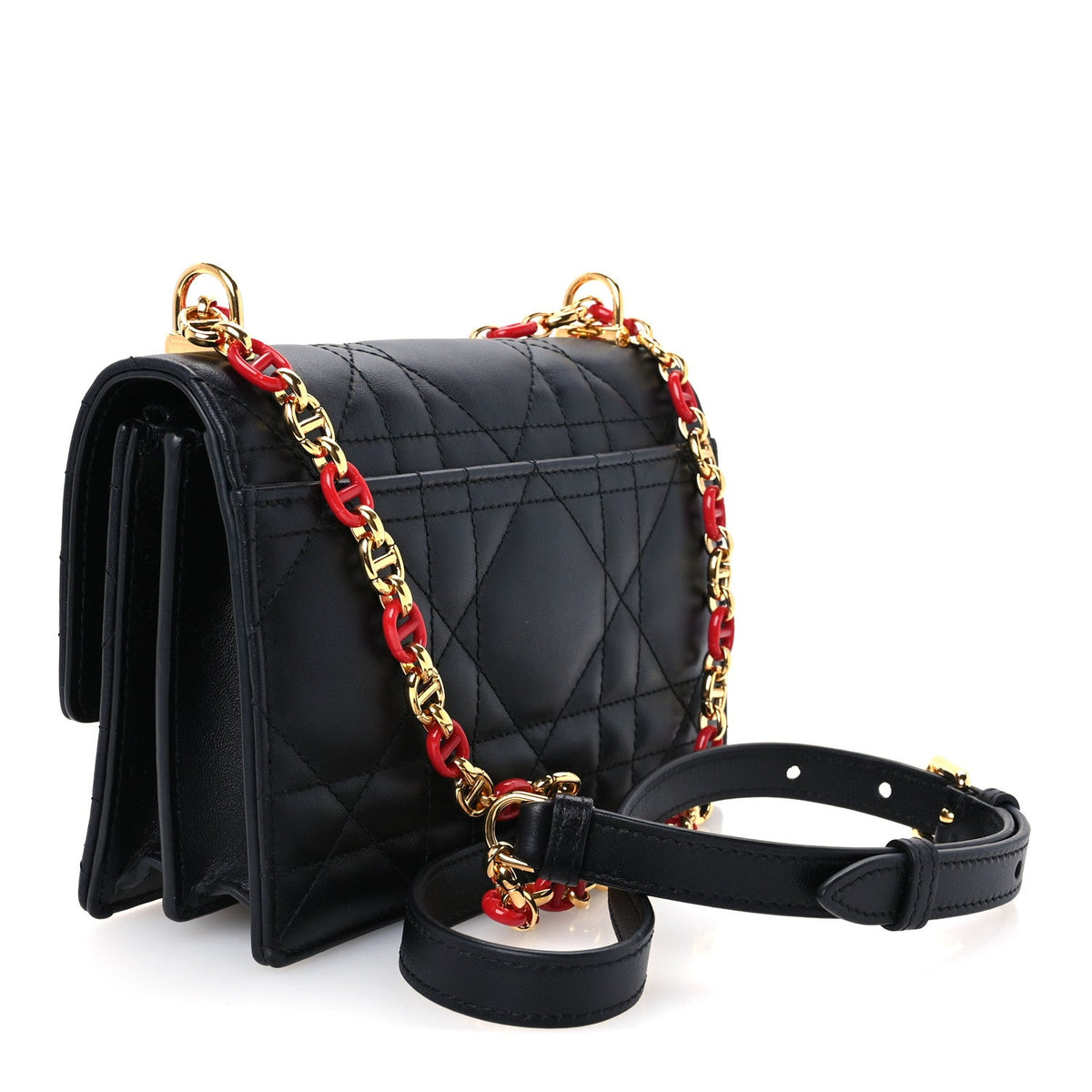 Lambskin Enamel Macrocannage Dioramour Mini Miss Caro Bag Black Red wholesalehk.shop
