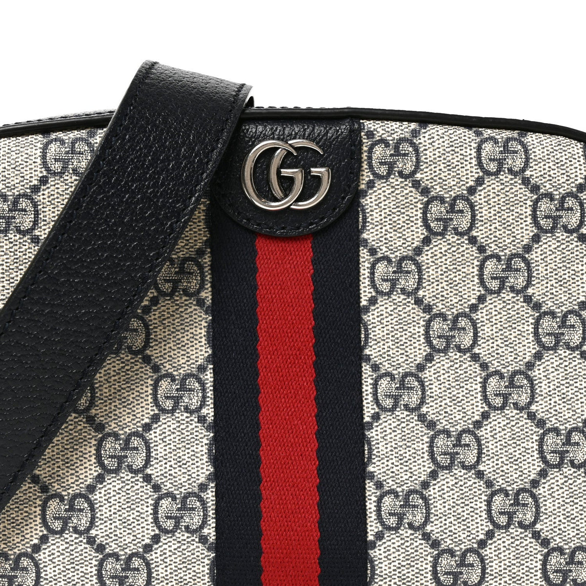GG Supreme Monogram Textured Dollar Calfskin Web Small Ophidia Camera Bag Beige Blue wholesalehk.shop