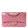Iridescent Caviar Quilted Medium Double Flap Dark Pink wholesalehk.shop