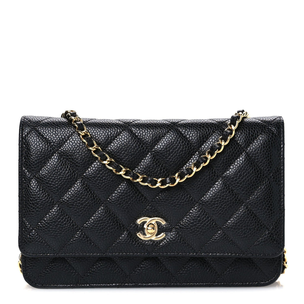 Caviar Quilted CC Turnlock Wallet On Chain WOC Black wholesalehk.shop