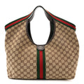 GG Monogram Web Large Giglio Tote Beige Brown wholesalehk.shop