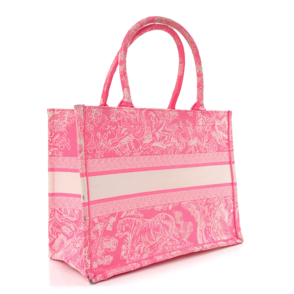 Canvas Embroidered Medium Dioriviera Toile De Jouy Book Tote Fluorescent Pink £¨ Direct shipment via from wholesalehk.shop