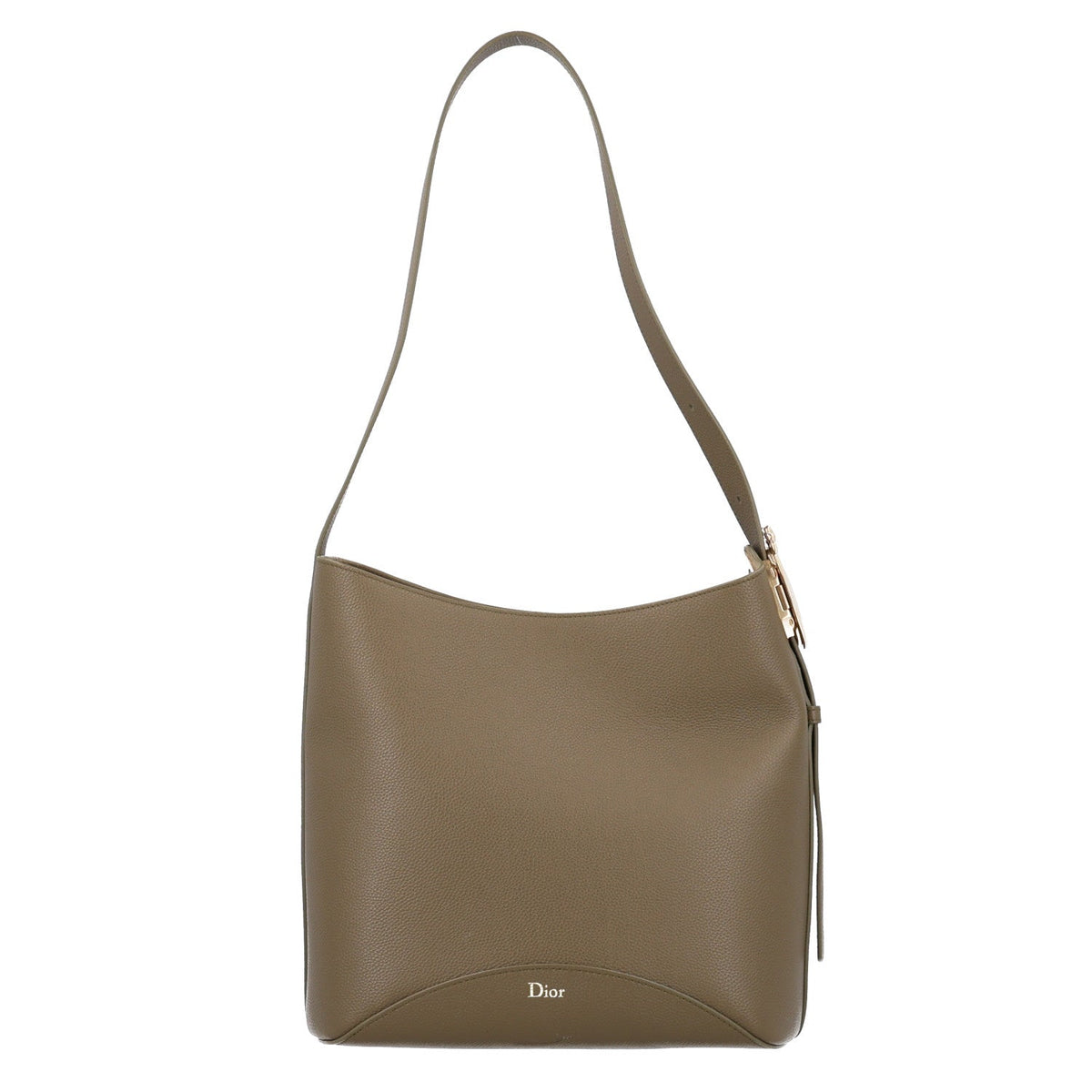 Grained Calfskin Medium Medaillon Bucket Bag Khaki wholesalehk.shop
