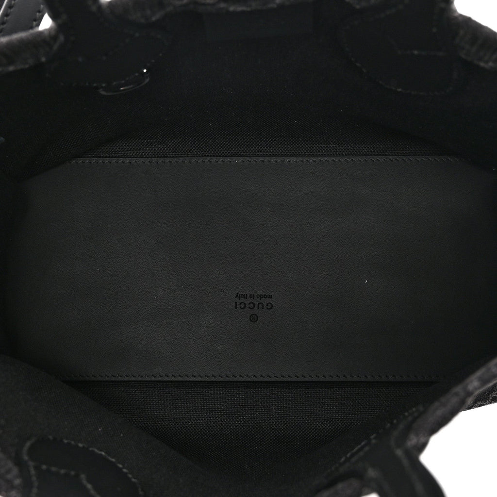 Denim Ophidia GG Monogram Tote Medium Black Grey wholesalehk.shop
