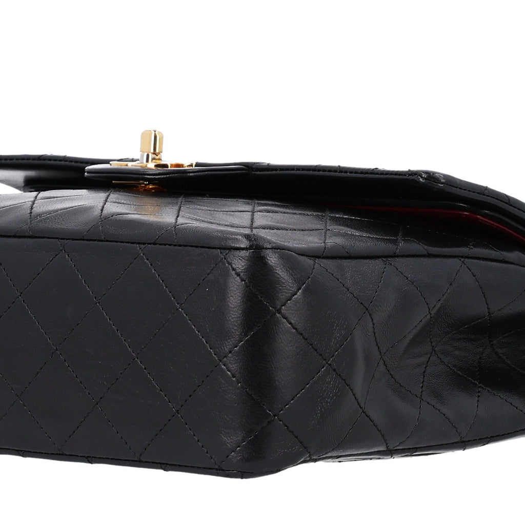 Lambskin Quilted Medium Double Flap Black wholesalehk.shop