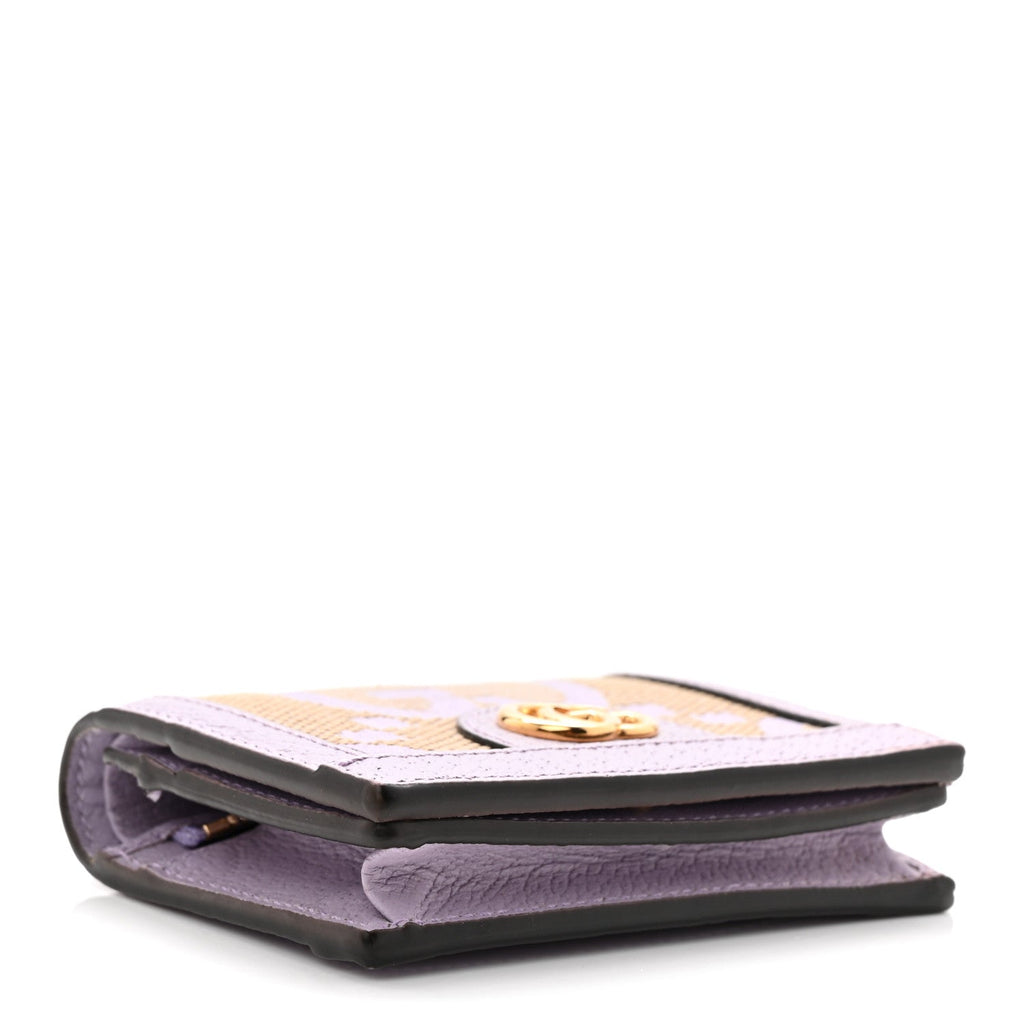 Monogram Jumbo GG Textured Dollar Calfskin Ophidia Card Case Beige Lapis wholesalehk.shop