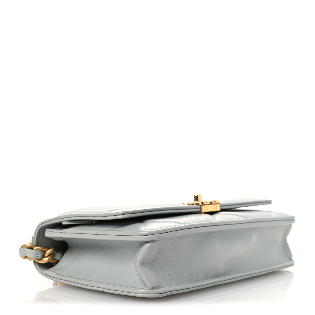 Lambskin Quilted Chanel 19 Wallet On Chain WOC Light Blue wholesalehk.shop