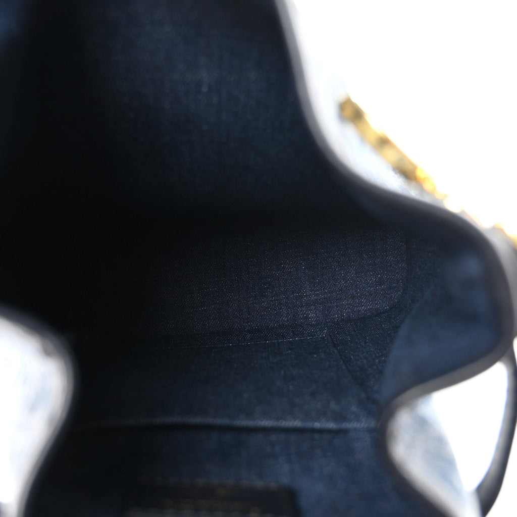 Denim Oblique Jacquard Medium C'est Chain Bucket Bag Denim Blue wholesalehk.shop