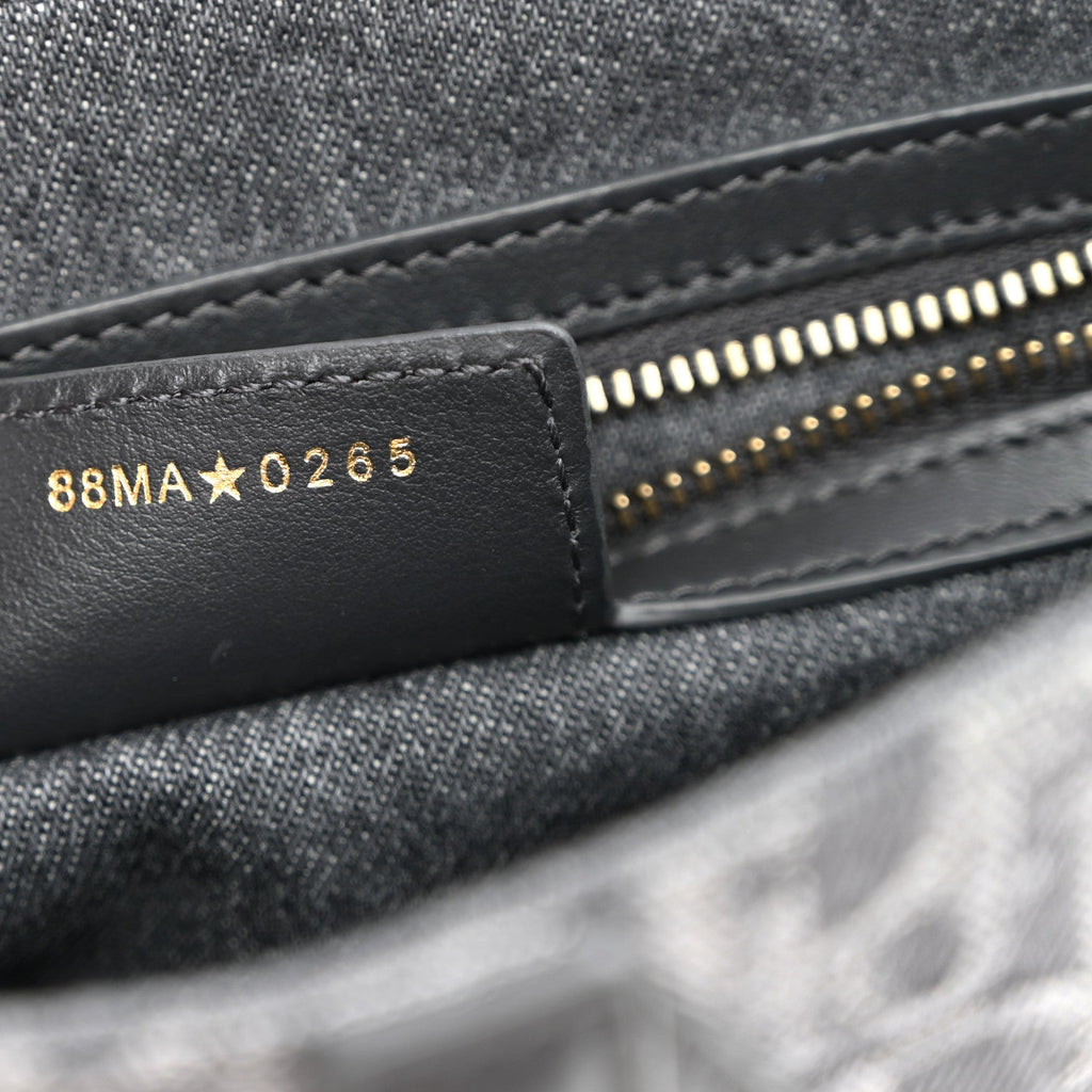 Denim Oblique Jacquard Saddle Bag With Strap Grey wholesalehk.shop