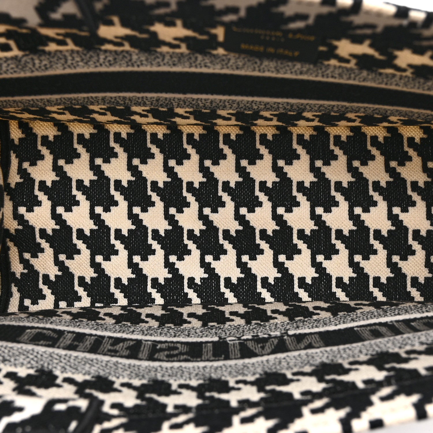 Canvas Houndstooth Embroidered Medium Book Tote Black White £¨ Direct shipment via from wholesalehk.shop