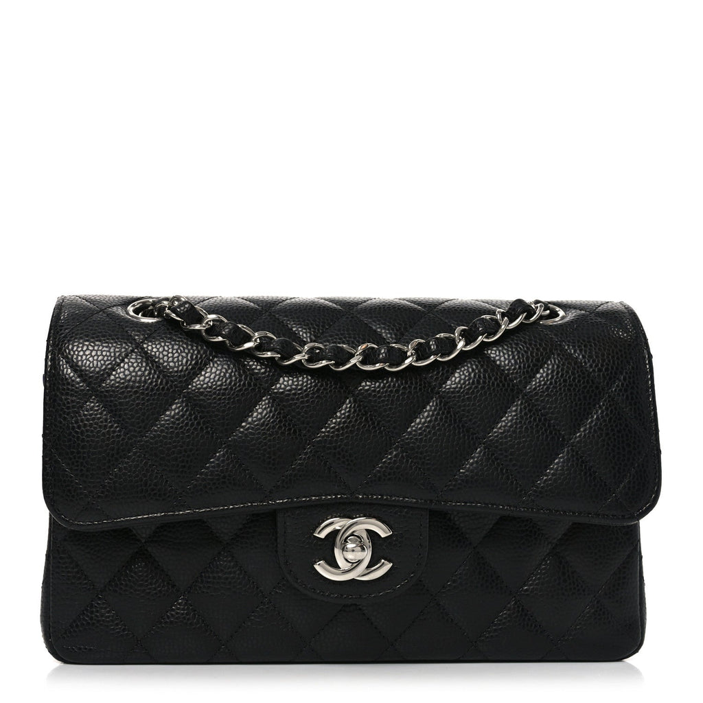 Caviar Quilted Small Double Flap Black wholesalehk.shop