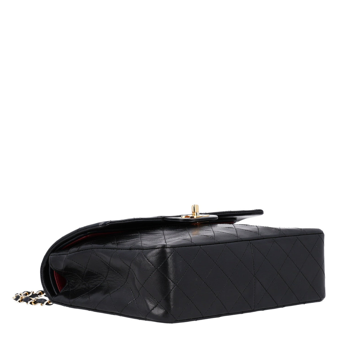 Lambskin Quilted Medium Double Flap Black wholesalehk.shop