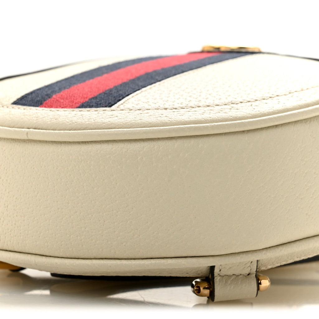 Textured Calfskin Web Mini Ophidia Round Backpack Mystic White wholesalehk.shop