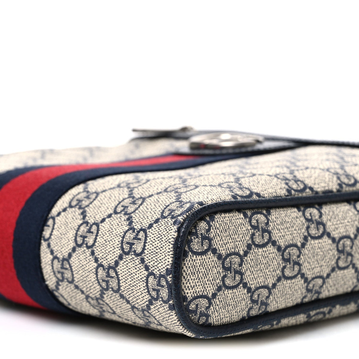 GG Supreme Monogram Textured Dollar Calfskin Web Small Ophidia Messenger Bag Beige Blue wholesalehk.shop