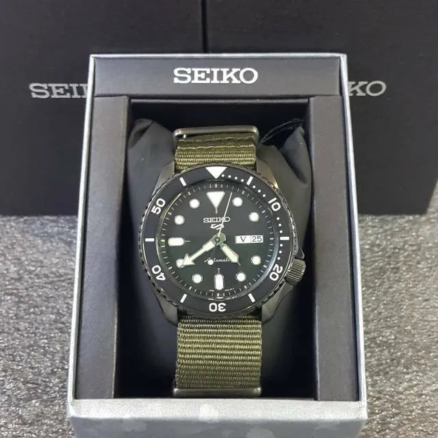 Seiko 5 Sport Automatic Black Dial Green Nylon Strap Watch For Men - SRPD65K4 wholesalehk.shop