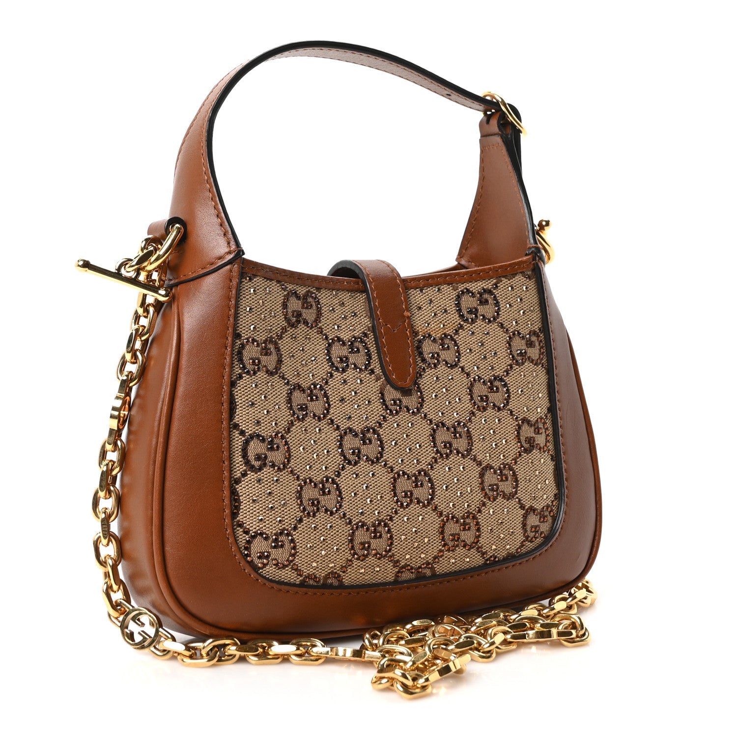 New Canvas Charisma Calfskin Crystal GG Monogram Mini Jackie 1961 Hobo Camel Ebony £¨ Direct shipment via from wholesalehk.shop