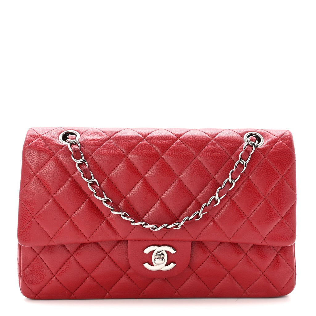 Caviar Quilted Medium Double Flap Red wholesalehk.shop