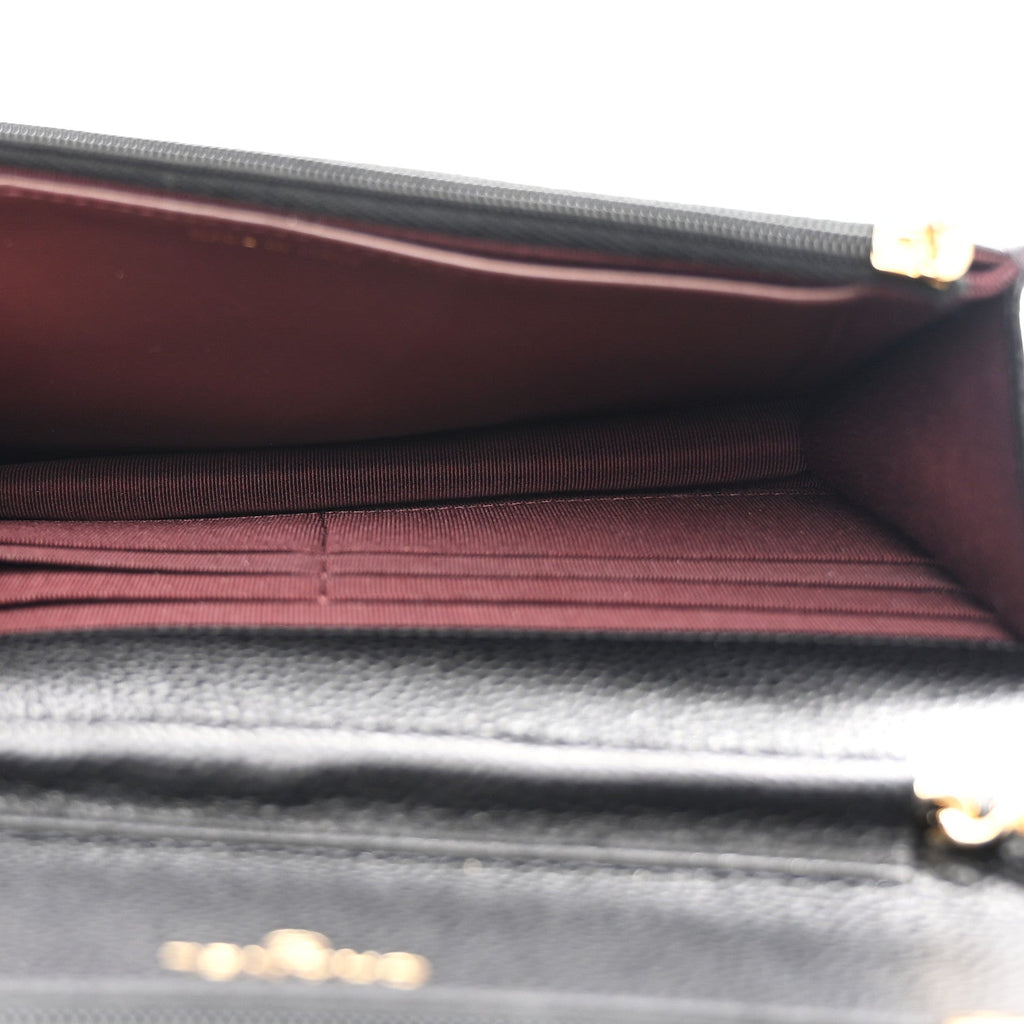 Caviar Quilted Wallet on Chain WOC Black wholesalehk.shop