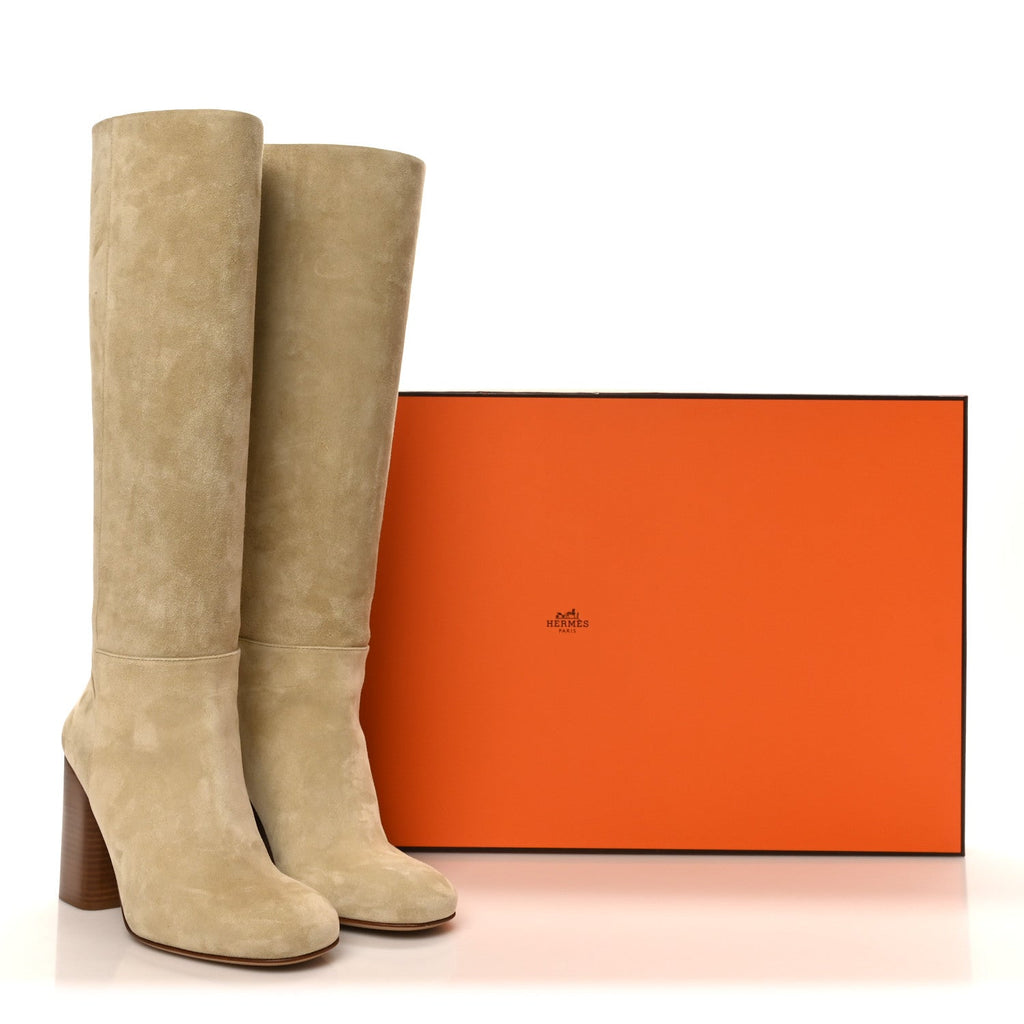 Suede Calfskin Lisiere 90 Boots 38 Beige Lin wholesalehk.shop