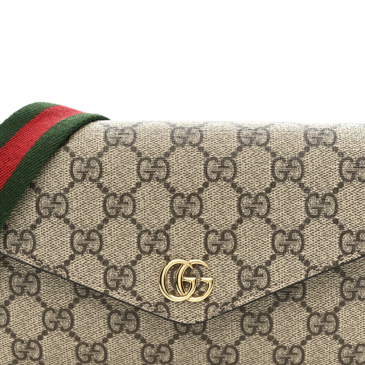 GG Supreme Monogram Textured Dollar Calfskin Web Mini Ophidia Envelope Shoulder Bag Beige Ebony New Acero wholesalehk.shop