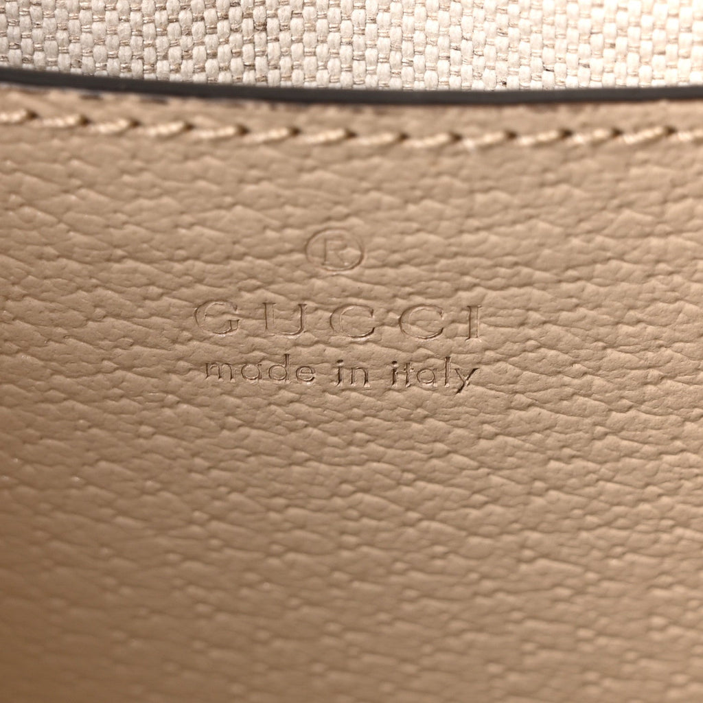 GG Supreme Monogram Textured Dollar Calfskin Web Small Ophidia Tote Bag Beige Mystic White Oatmeal wholesalehk.shop