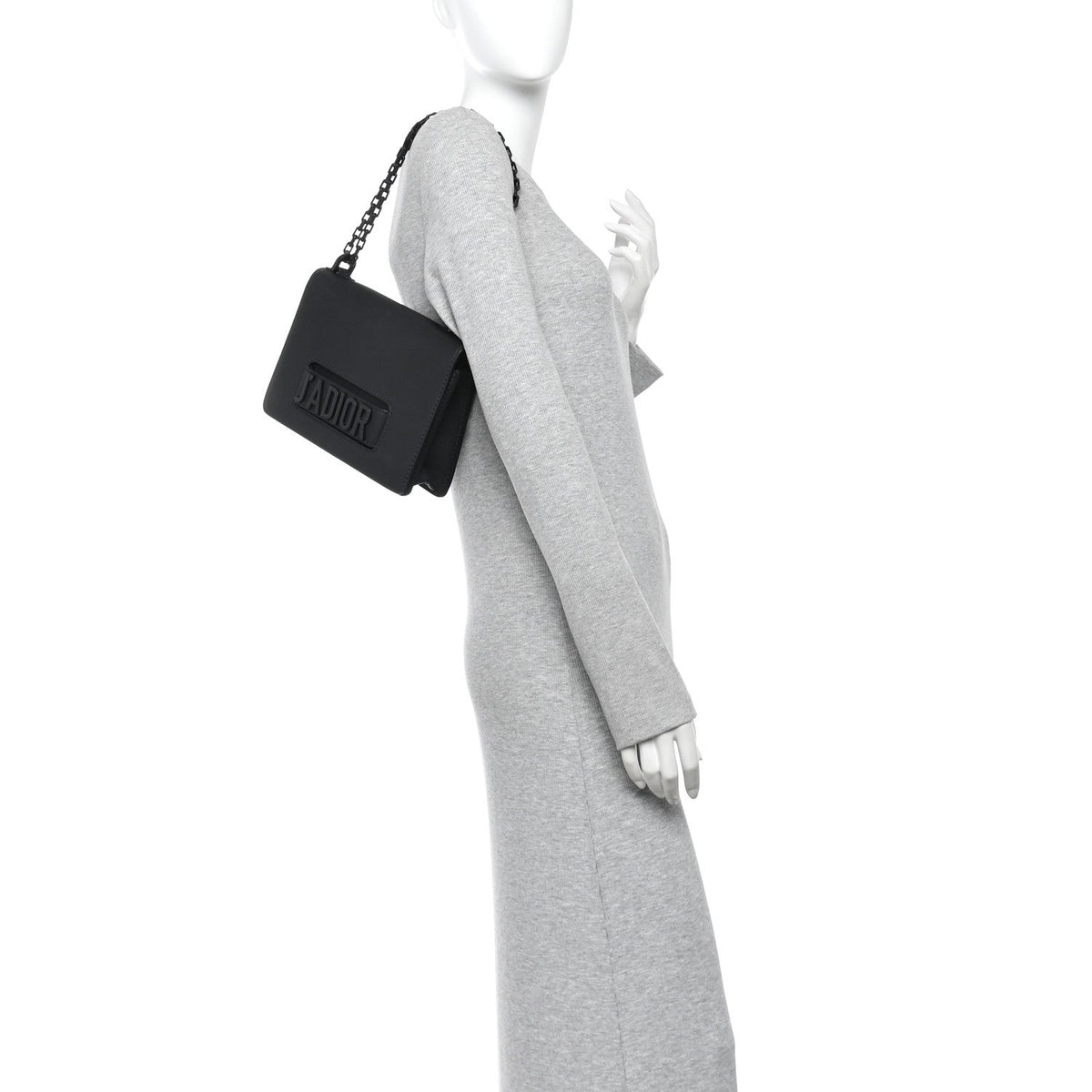 Ultra Matte Calfskin J'Adior Chain Flap Bag Black wholesalehk.shop