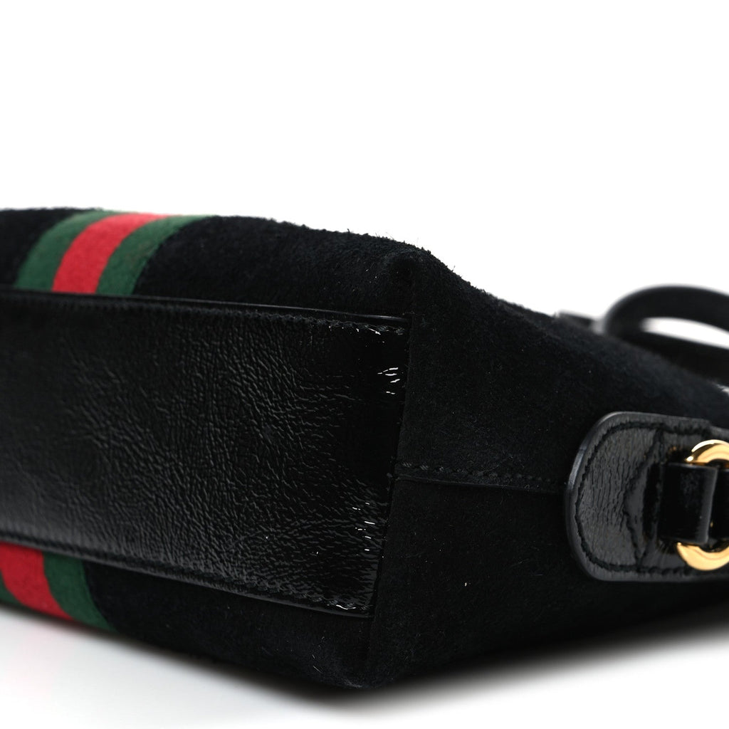 Suede Patent Web GG Small Ophidia Dome Shoulder Bag Black wholesalehk.shop