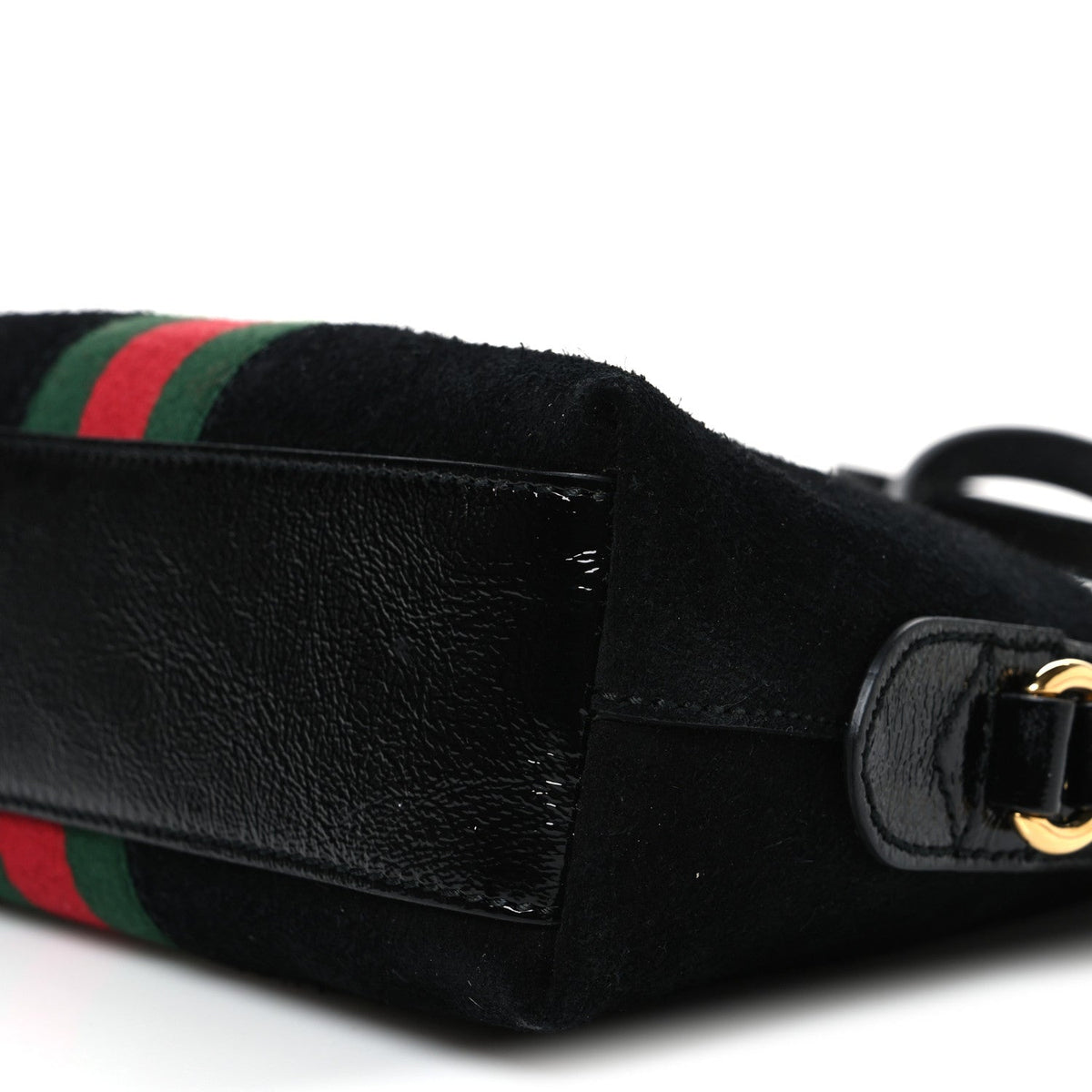 Suede Patent Web GG Small Ophidia Dome Shoulder Bag Black wholesalehk.shop