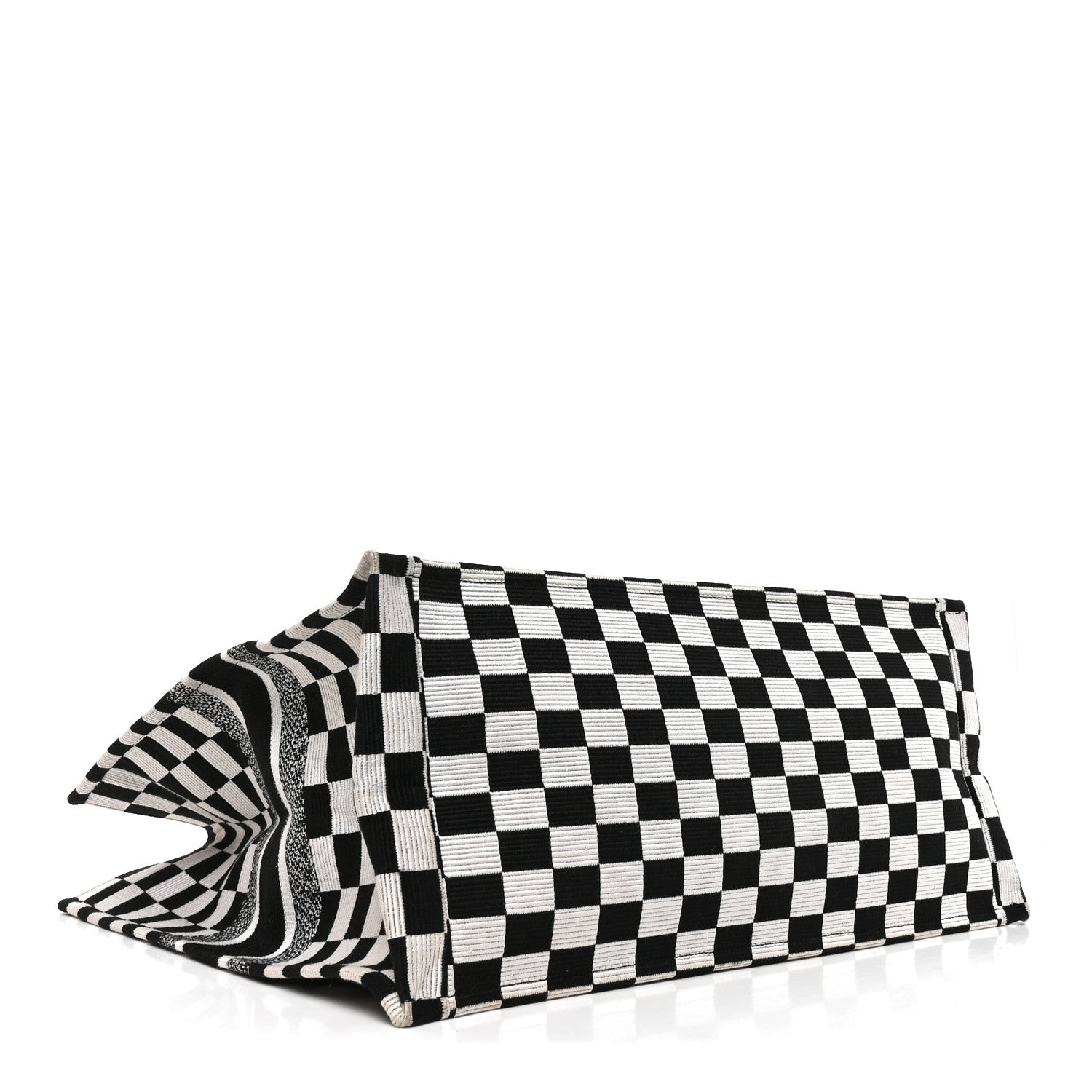 Canvas Embroidered Checkered Book Tote Black White £¨ Direct shipment via from wholesalehk.shop