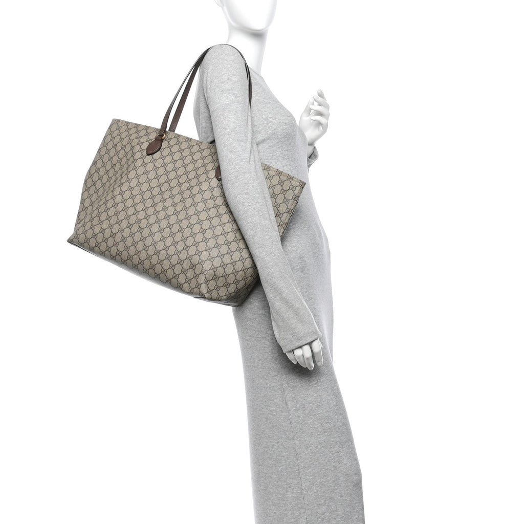 GG Supreme Monogram Medium Ophidia Shopping Tote Ebony wholesalehk.shop