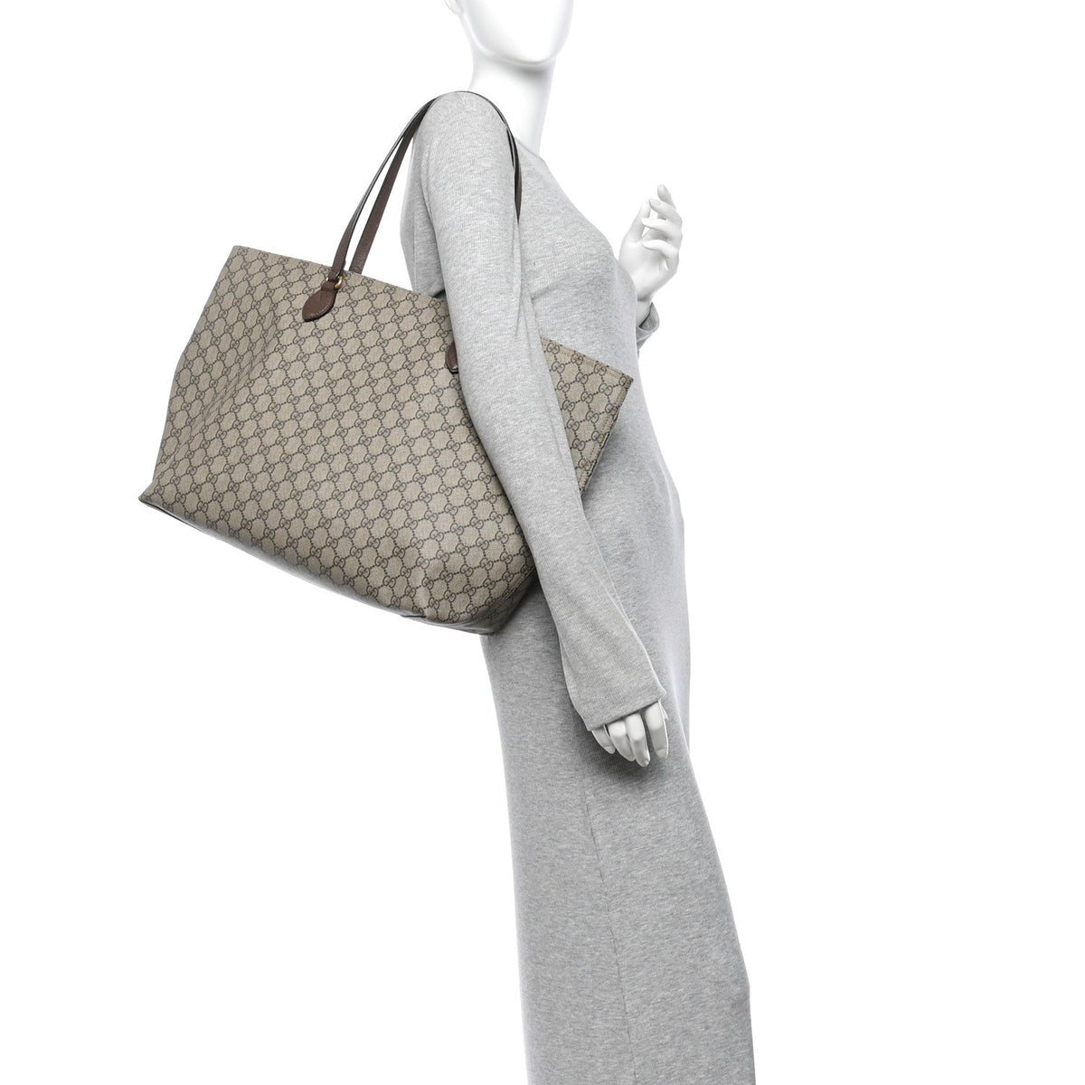 GG Supreme Monogram Medium Ophidia Shopping Tote Ebony wholesalehk.shop
