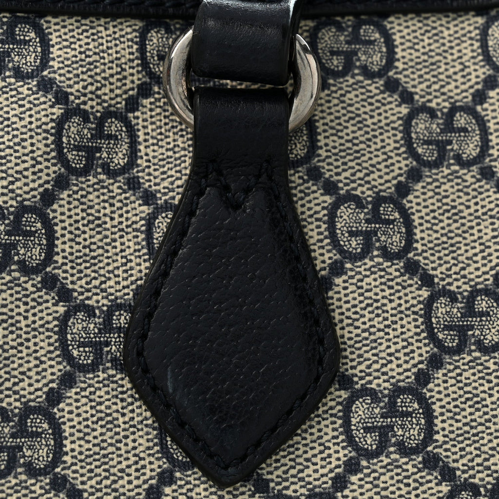 GG Supreme Monogram Textured Calfskin Web Medium Ophidia Shopping Tote Beige Blue wholesalehk.shop