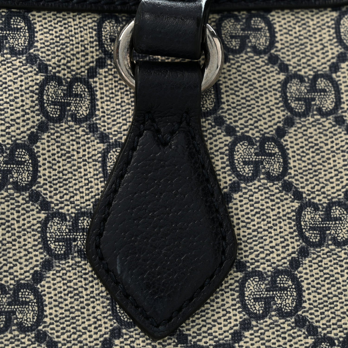 GG Supreme Monogram Textured Calfskin Web Medium Ophidia Shopping Tote Beige Blue wholesalehk.shop