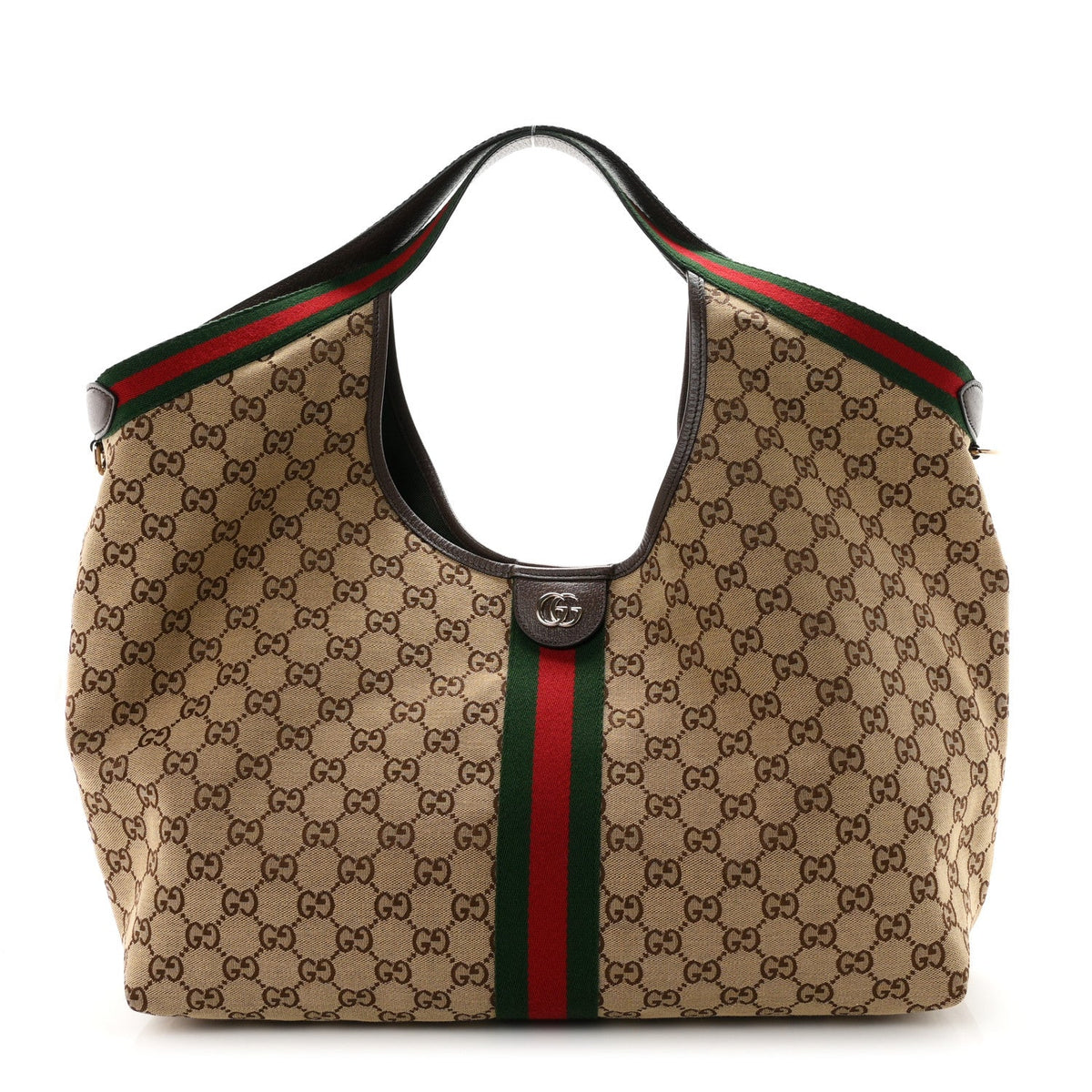 GG Monogram Web Large Giglio Tote Beige Brown wholesalehk.shop