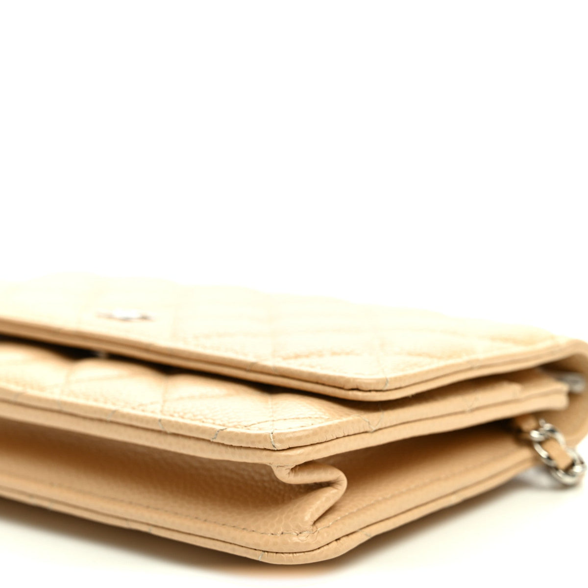 Caviar Quilted Wallet on Chain WOC Beige wholesalehk.shop