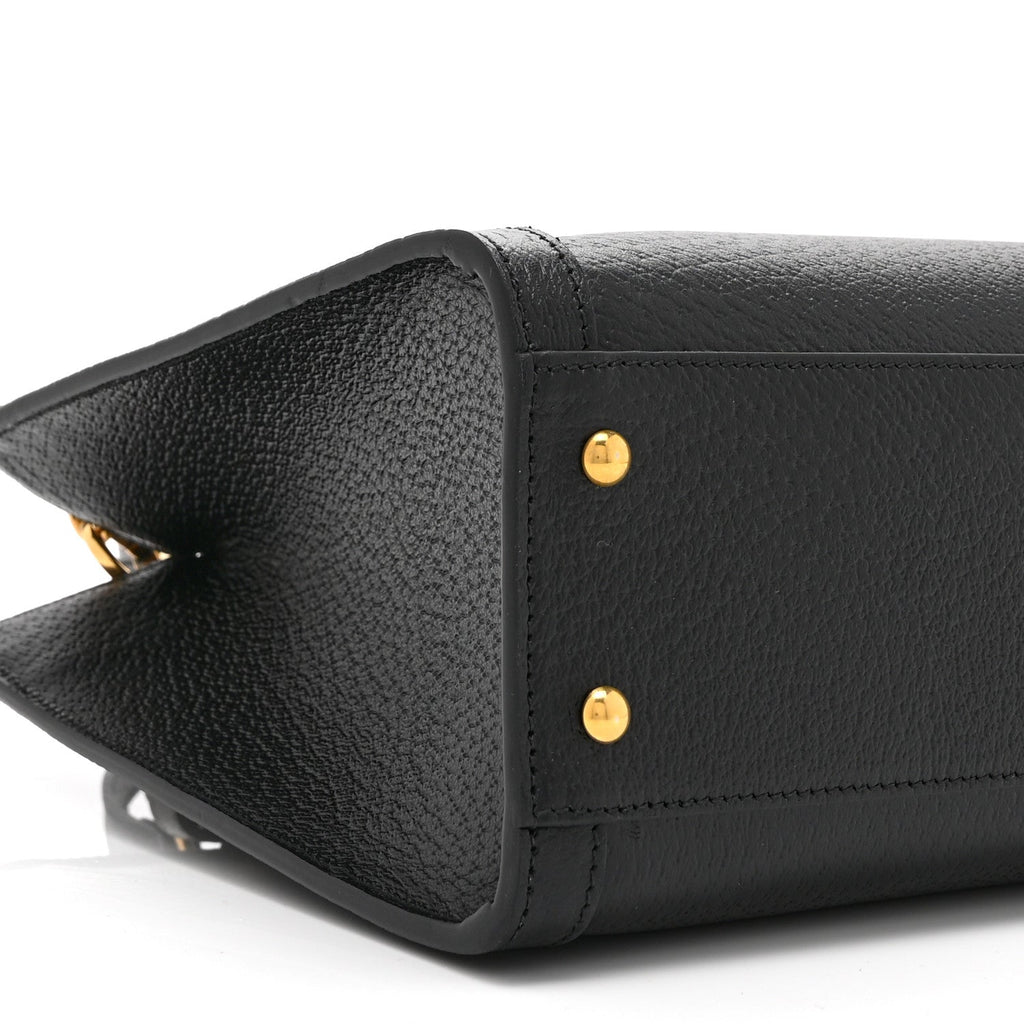Textured Dollar Calfskin Web Small Diana Tote Bag Black Dusty Grey wholesalehk.shop